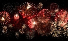 Alberta Canada Day 2026 fireworks celebration in the evening with crowds enjoying the long weekend