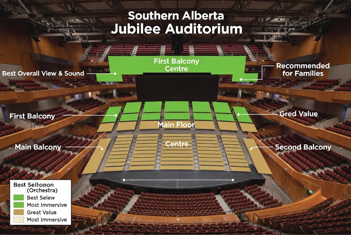 Southern Alberta Jubilee Auditorium Calgary seating chart showing best seats