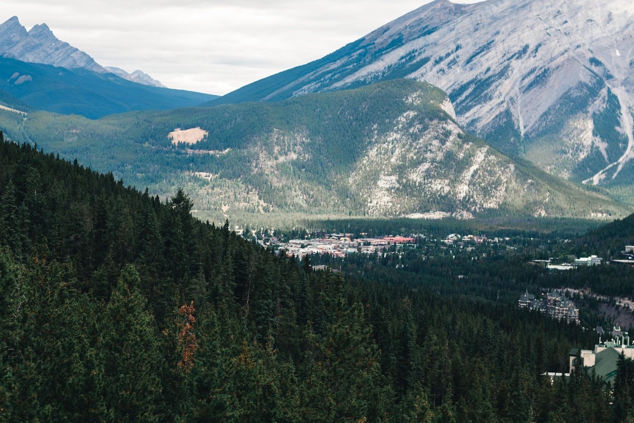 View from the Banff Gondola on Sulphur Mountain during a 3 day Banff itinerary