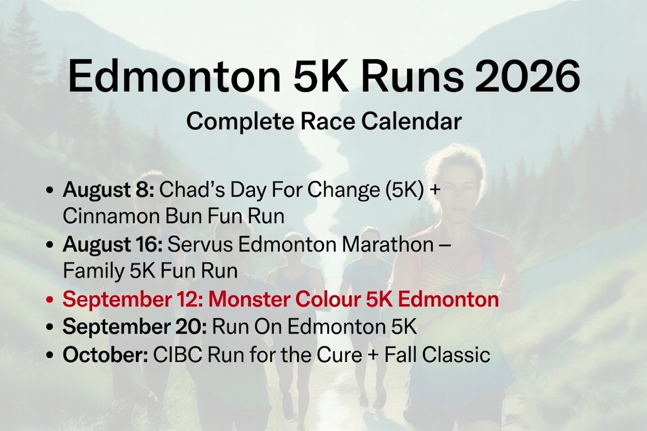 Complete calendar of Edmonton 5K runs 2026 including dates and events