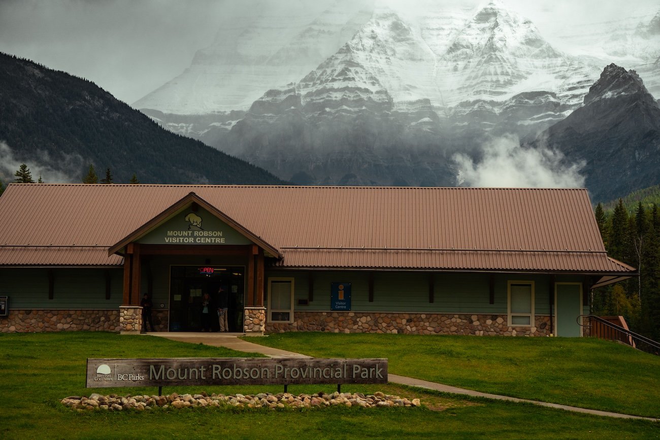 Mount Robson Provincial Park visitor centre view on the Jasper to Kamloops drive