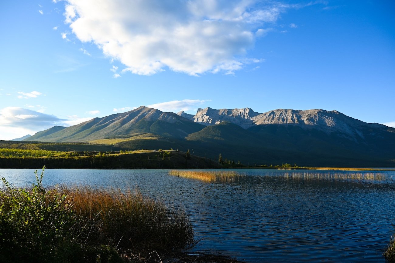 Mountain view toward Mount Edith Cavell from Wabasso Lake trail