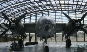 Avro Lancaster bomber on display at the Bomber Command Museum of Canada in Nanton Alberta
