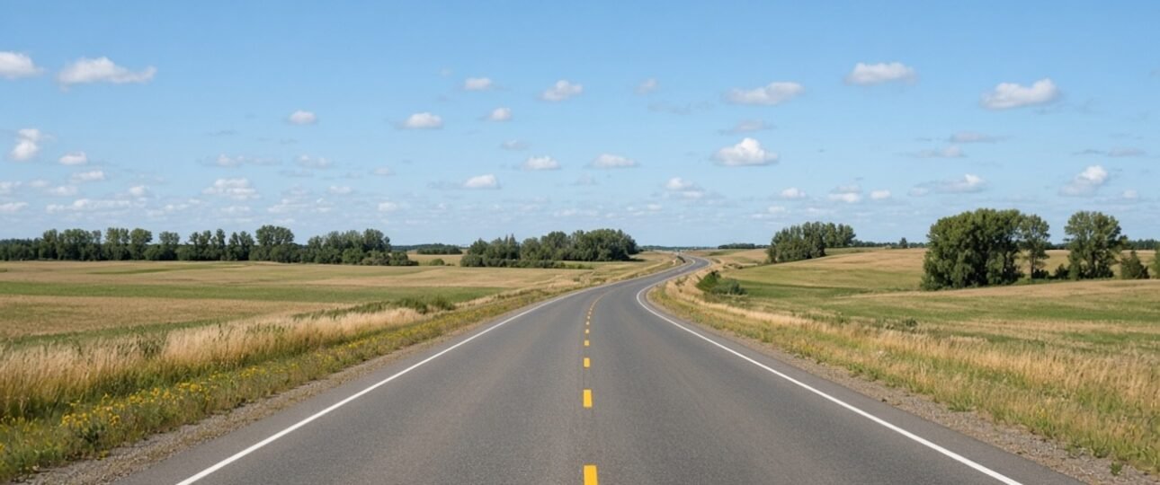 Driving from Stettler to Red Deer on Highway 11 in Alberta