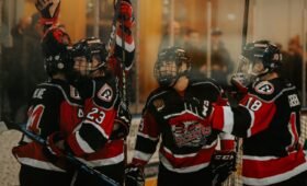 Wainwright Bisons junior B hockey team at Peace Memorial Multiplex in Wainwright, Alberta
